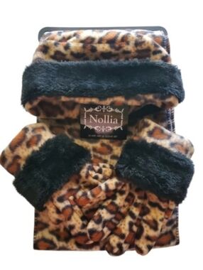 Nollia Leopard Print Scarf, Hat & Glove Set. Nwot